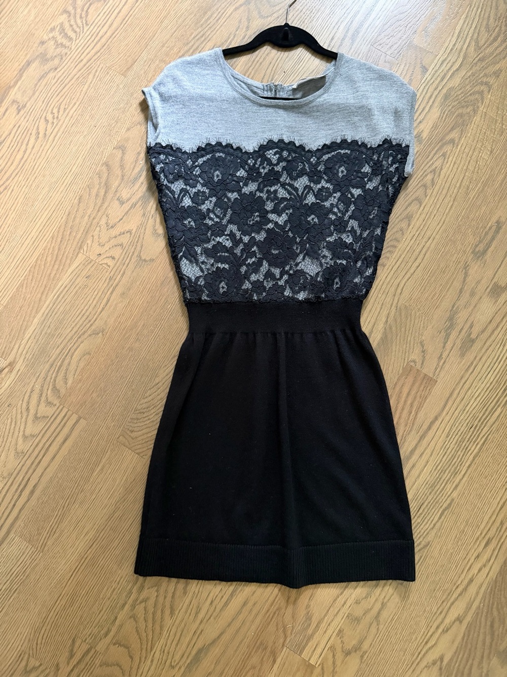 LOFT Gray and Black Lace Knit Dress for Girls